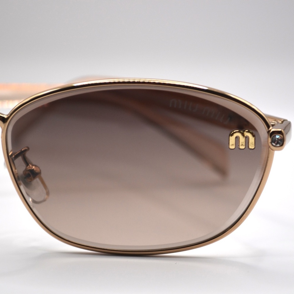 MIU MIU Women’s Metal Sunglasses | Gold & Nude | Brown Gradient Lenses | New - Picture 8 of 16